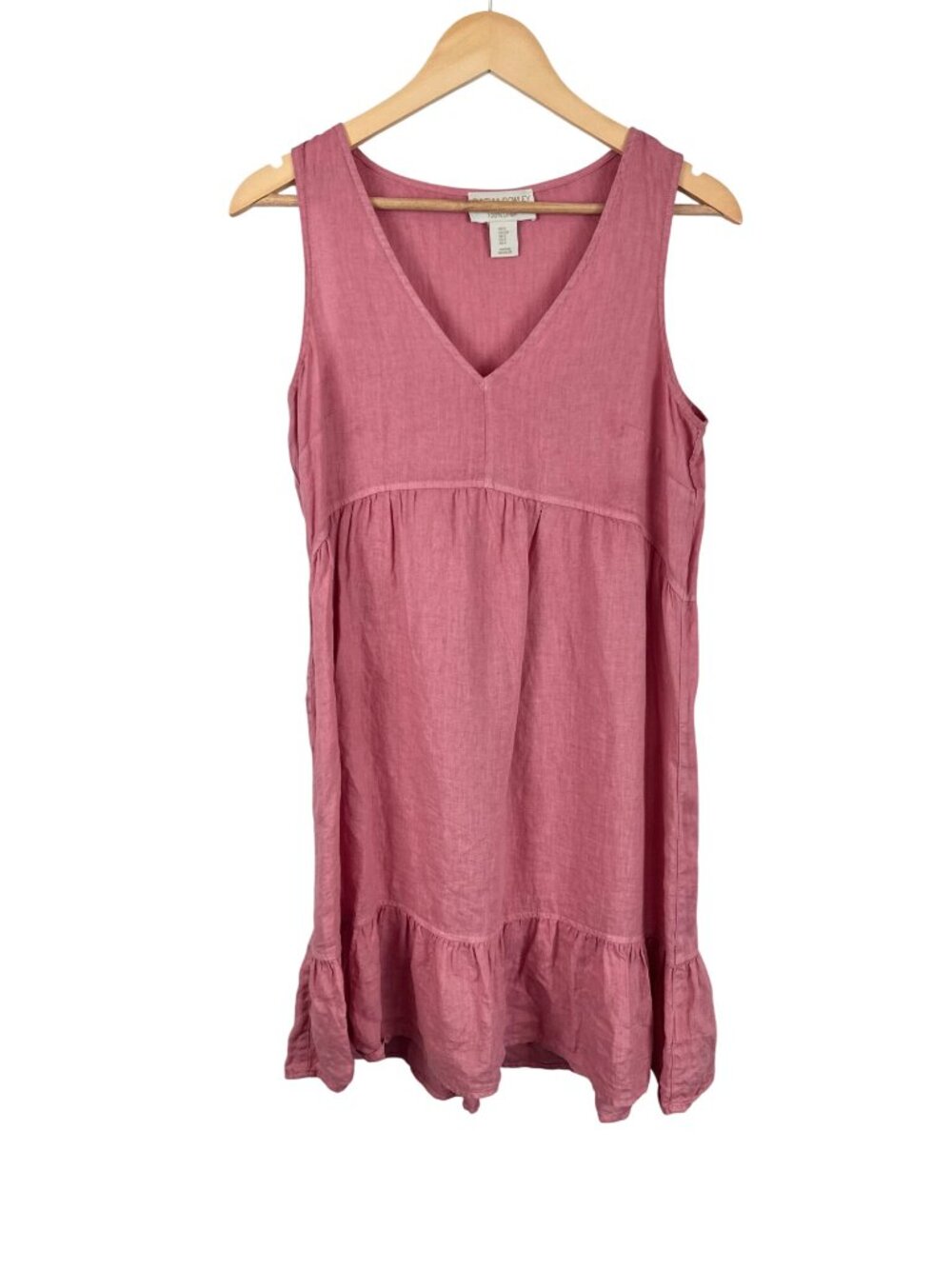 Cynthia Rowley Pink 100% Linen Sleeveless Ruffle Hem Dress Size Small
